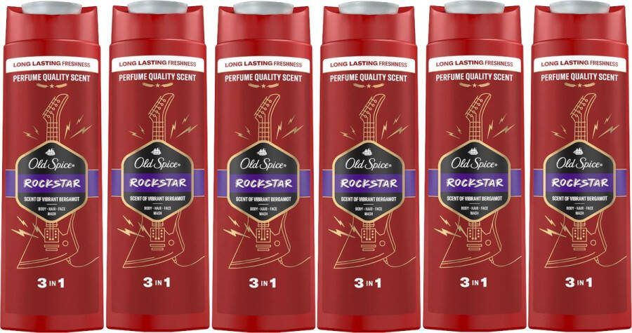 Old Spice Rockstar 3 in 1 Body hair face wash SIX PACK 6*400 ML