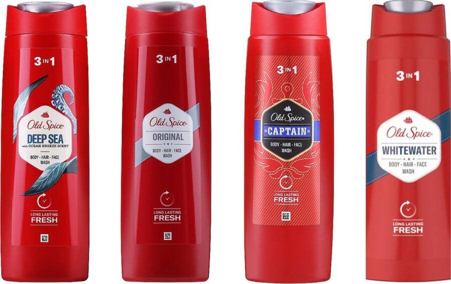 Old Spice Wolfthorn Douchegel 4 x 250ml Voordeelverpakking + Haarloop