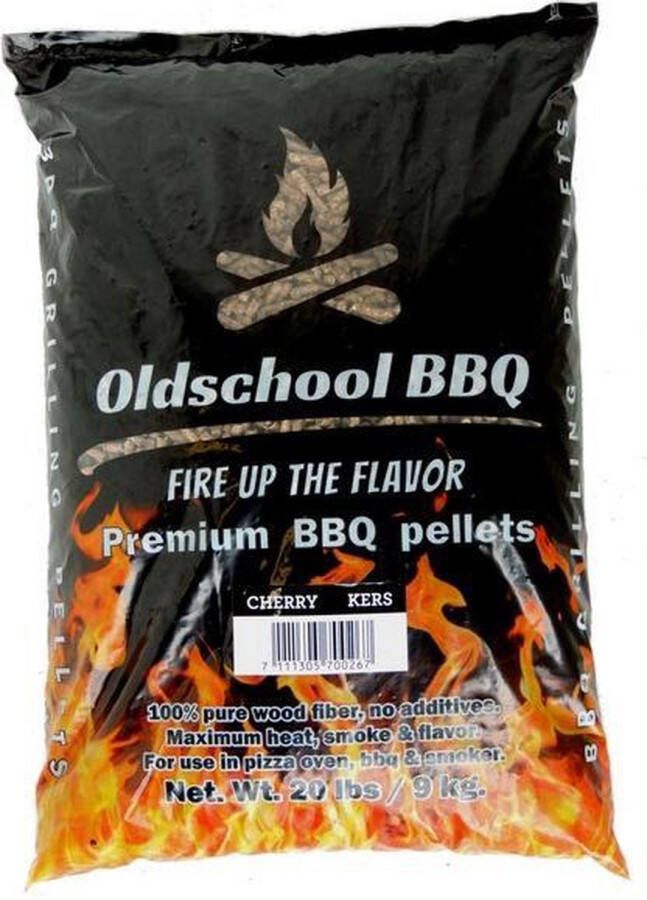 OldschoolBBQ Oldschool BBQ Premium Barbecue pellets Cherry Kersen 9 kg BBQpellets houtpellets grillpellets geschikt voor pizza oven bbq grill en smoker