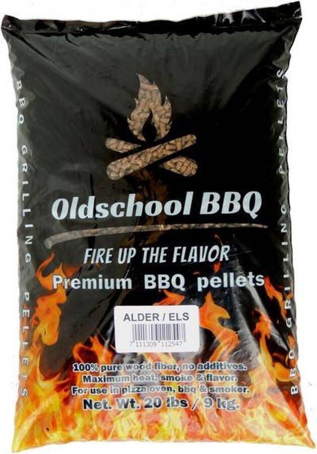 OldschoolBBQ Premium Barbecue pellets Alder Elzen 9 kg BBQpellets houtpellets grillpellets geschikt voor pizza oven pellet bbq grill en smoker