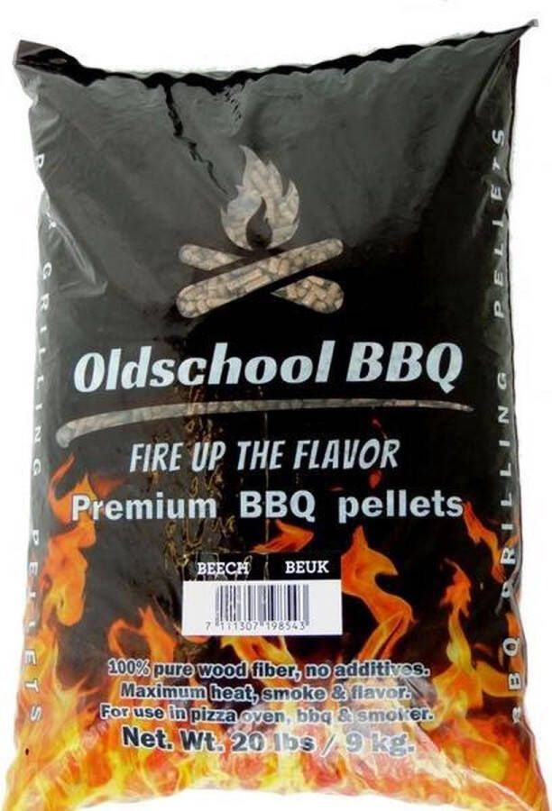 OldschoolBBQ Premium Barbecue pellets Beech Beuken 9 kg BBQpellets houtpellets grillpellets geschikt voor pizza oven pellet bbq grill en smoker