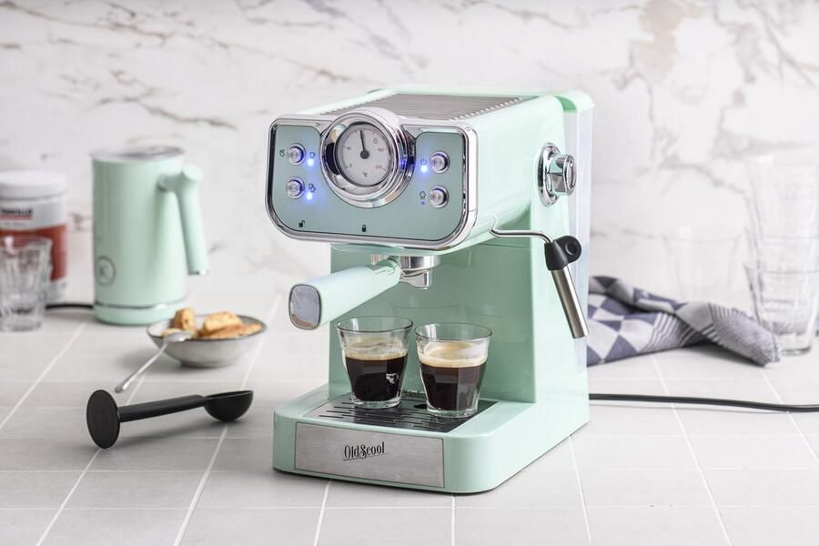 Oldscool Espressomachine koffie machine espresso Mint Retro 950W 1.5 liter