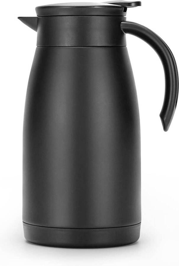 Olerd 1 l thermoskan roestvrijstalen thermoskan dubbelwandige vacuüm-koffiepot theepot thermoskan voor koffie thee water dranken (zwart)