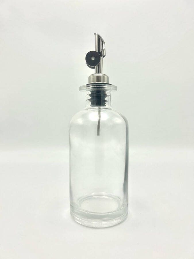 Oliv Olie dispensers Havana small glas met zilveren schenktuit 300ml