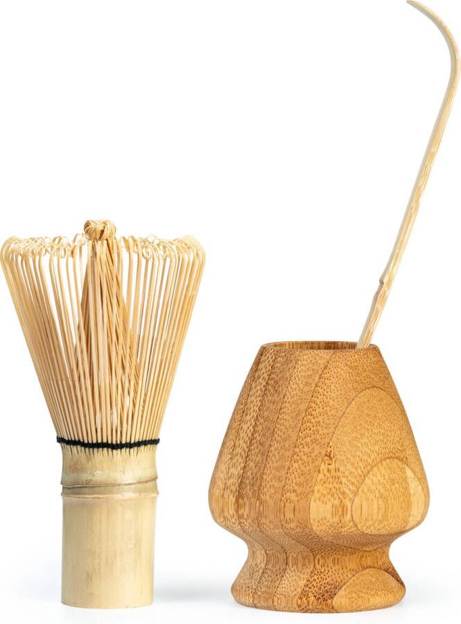 Oliva&apos;s Bamboe Matcha thee set met klopper garde (100 borstels prongs) garde-houder en lepel