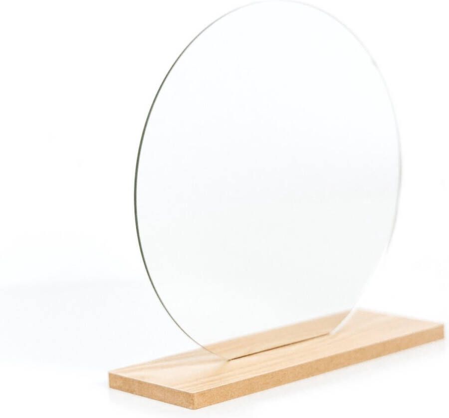 Oliva&apos;s Ronde spiegel Make-up spiegel Tafelspiegel op bamboe voet Ø 20 cm