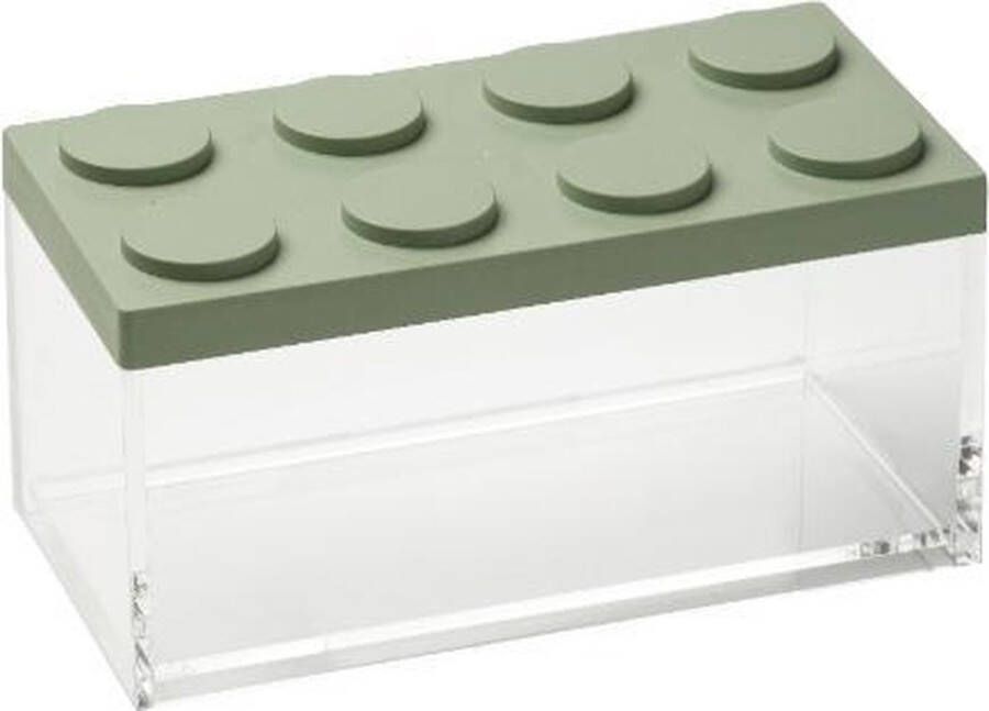 Omada Stapelbare Brickstore bewaarcontainer breed 1 5L Groen Kunststof