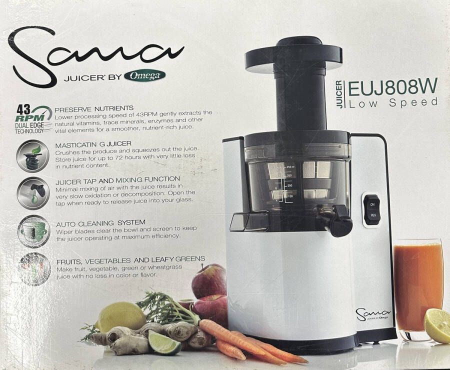 Omega Mahlapress Sana Juicer EUJ-808W Pearl White