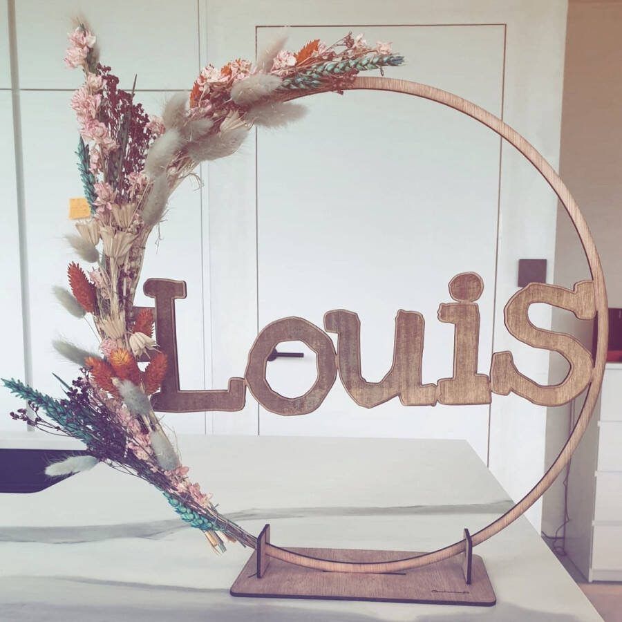 Omiecraft Gepersonaliseerd flowerhoop 50cm naamcirkel kraamcadeau geboorte Babykamer doopsuiker huwelijke droogbloemen krans