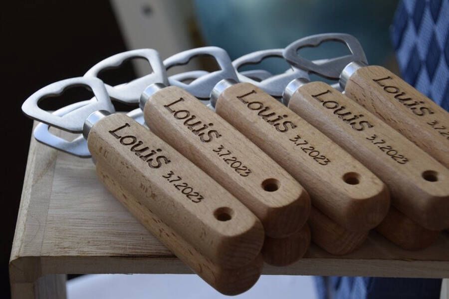 Omiecraft Party gifts- 10 x flessenopener met naam feest geschenken gepersonaliseerd cadeaus Babyborrel huwelijksfeest verjaardagsfeest doopsuiker communiefeest lentefeest
