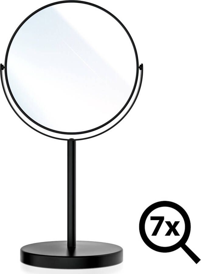 Omliox Make Up Spiegel Ronde Spiegel met 7x Vergroting Scheer Spiegel Ø19cm Mat Zwart