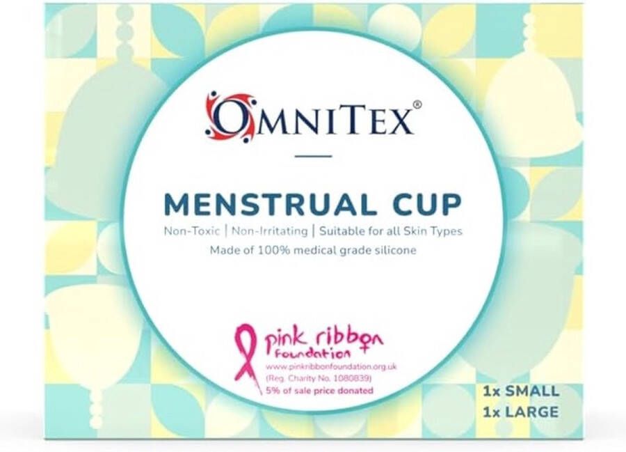 Omnitex 2 stuks menstruatiecups 100% pure siliconen van medische kwaliteit Veilig milieuvriendelijk alternatief voor tampons en maandverband Niet-giftig ISO10993 getest BPA- en latexvrij mixpakket S + L cup