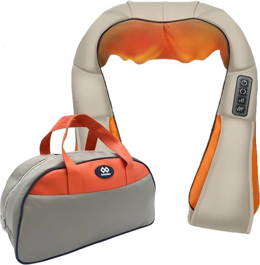 Omnium Shiatsu Massagekussen Nekmassage apparaat Warmtefunctie Inclusief autolader en draagtas Beige