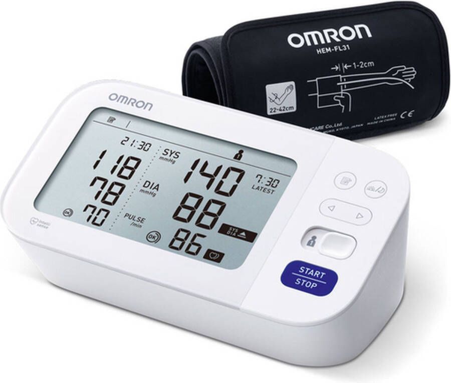 Omron M6 Comfort Bloeddrukmeter Bovenarm Aanbevolen door Hartstichting Blood Pressure Monitor met Hartslagmeter