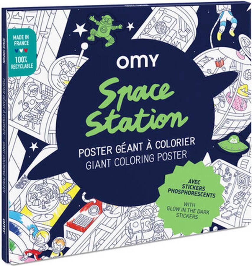 OMY Ruimtestation plus stickers kleurplaat XXL voor jong en oud