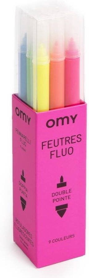 OMY Doos met 9 stiften in felle en neonkleuren