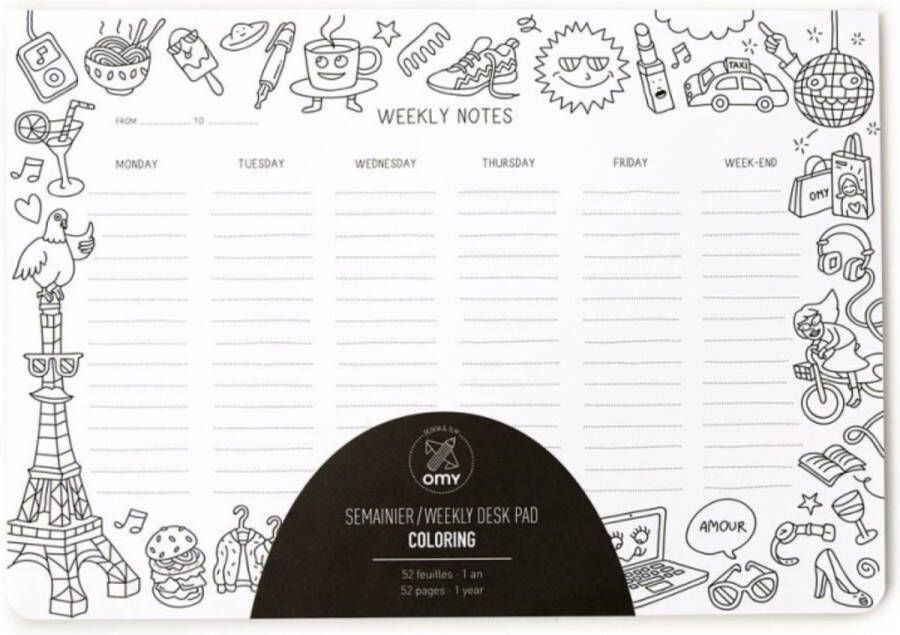 OMY Weekly Desk Pads Coloring Weekly coloring book 52 pages 1 year 27x19 cm