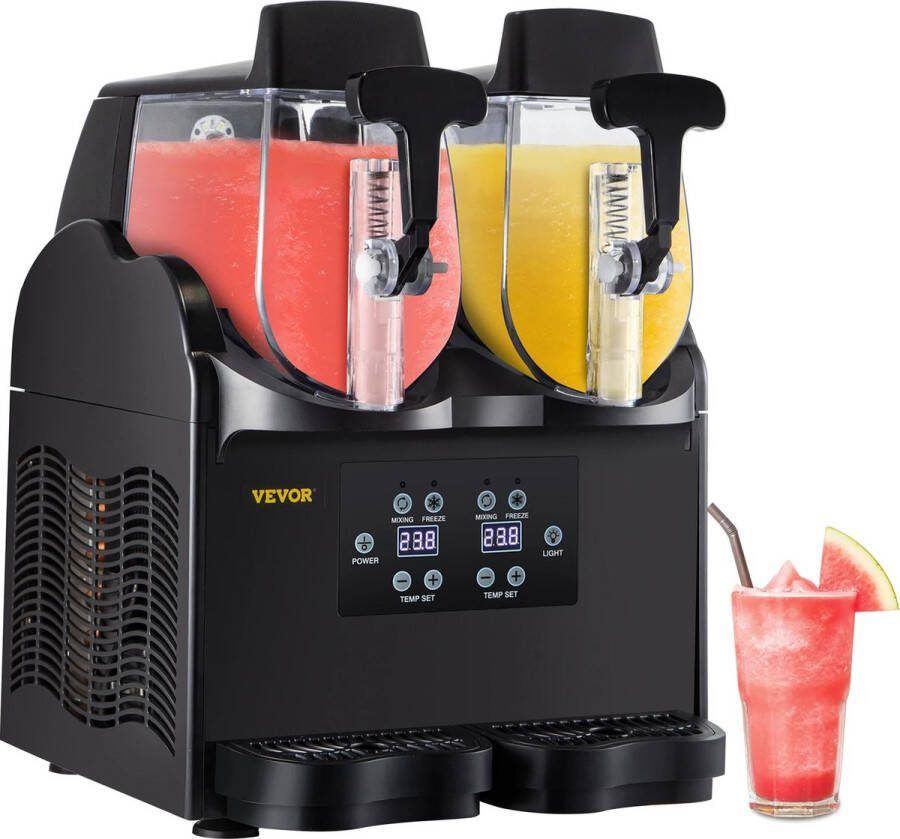 Onderweg on Slush Puppy Machine Slush Puppy 2 Tanks Dubbele Tank 5L Zwart 5 Liter Ijsmachine Ice Bevroren Drank Dispenser Ice-Cool Sap Smoothie Maker Apparatuur line