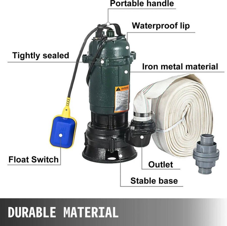Onderweg online 0 7 Pk 500W Draagbare Dompelpomp Riolering Afvoerpomp Waterpomp Schoon Vuil Water Verwijderen