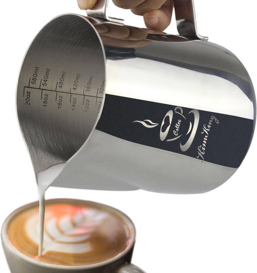 OneChois melkkannetje van roestvrij staal perfect voor melkopschuimer cappuccino melkkannetje
