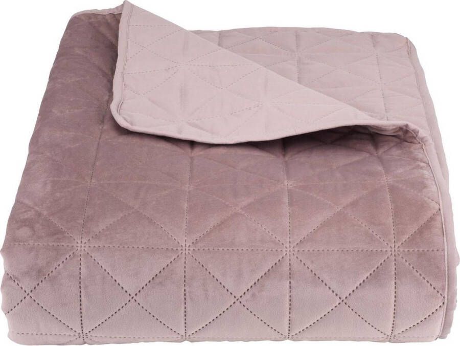 Oneiro Lucy s Living Luxe Velvet Oud Roze Beddensprei 220x240 cm – tweepersoons – beddengoed – slaapkamer – spreien