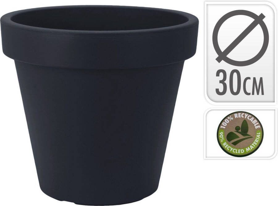 Oneiro Luxe Bloempot EK ROND DIA 30CM ANTRACIET – hotel chique binnen ––– accessoires – tuin – decoratie – bloemen – mat – glans – industrieel droogbloemen