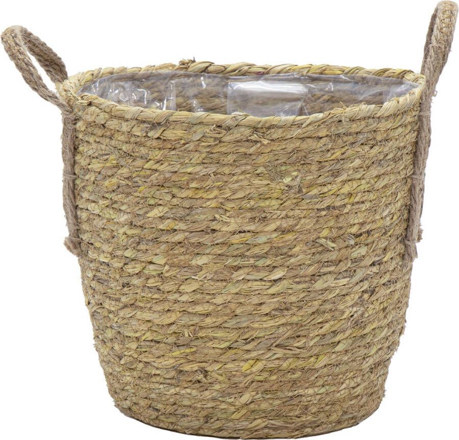 Oneiro Luxe Bloempot HAYDEN SWIRL BASKET NATURAL D25H24 – hotel chique binnen ––– accessoires – tuin – decoratie – bloemen – mat – glans – industrieel droogbloemen Buiten bloempot tuin tuinieren