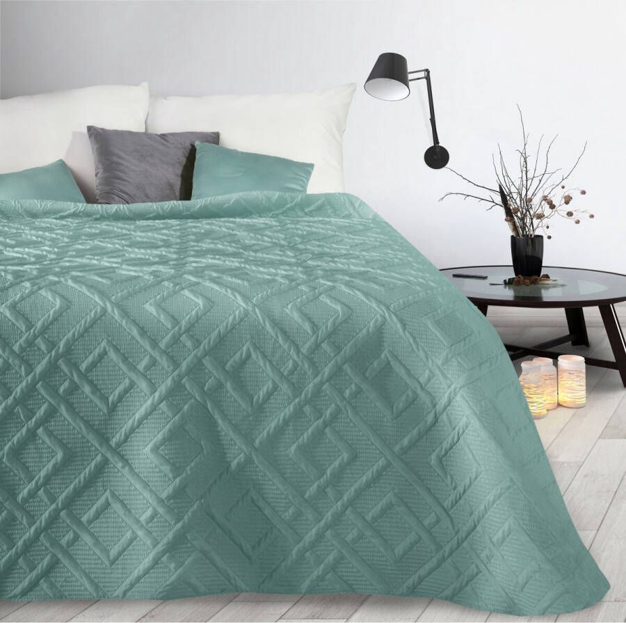 Oneiro s luxe ALARA Type 2 Beddensprei Turquoise 170x210 cm – bedsprei 2 persoons beige – beddengoed – slaapkamer – spreien – dekens – wonen – slapen