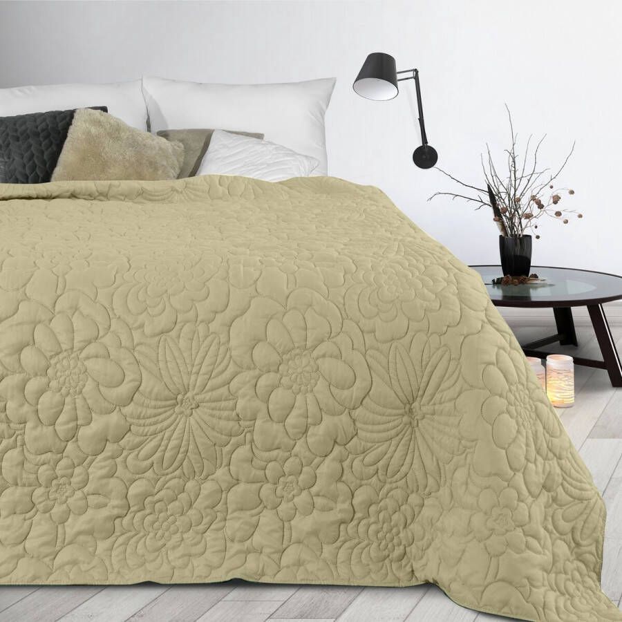 Oneiro s luxe ALARA Type 4 Beddensprei Beige 220x240 cm – bedsprei 2 persoons beige – beddengoed – slaapkamer – spreien – dekens – wonen – slapen