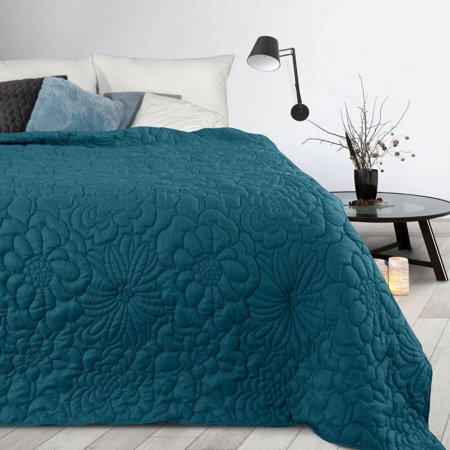Oneiro s luxe ALARA Type 4 Beddensprei Blauw 220x240 cm – bedsprei 2 persoons beige – beddengoed – slaapkamer – spreien – dekens – wonen – slapen