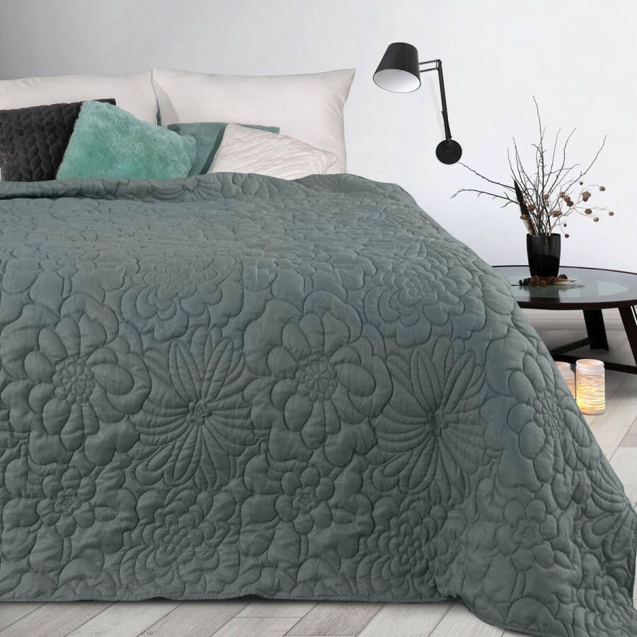 Oneiro s luxe ALARA Type 4 Beddensprei Grijs 220x240 cm – bedsprei 2 persoons beige – beddengoed – slaapkamer – spreien – dekens – wonen – slapen