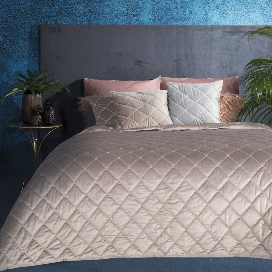 Oneiro s luxe AMARETA Beddensprei Oud roze 220x240 cm – bedsprei 2 persoons beige – beddengoed – slaapkamer – spreien – dekens – wonen – slapen