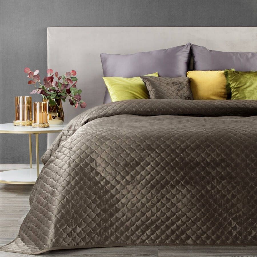 Oneiro s luxe ARIEL Beddensprei bruin 220x240 cm – bedsprei 2 persoons beige – beddengoed – slaapkamer – spreien – dekens – wonen – slapen