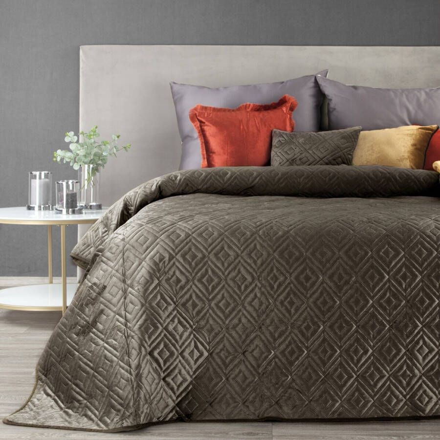 Oneiro s luxe ARIEL Type 3 Beddensprei Bruin 210 x 170 cm – bedsprei 2 persoons beige – beddengoed – slaapkamer – spreien – dekens – wonen – slapen