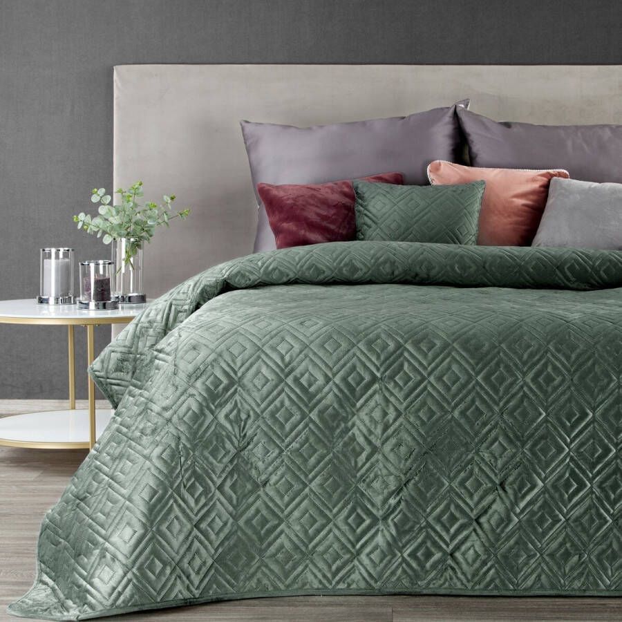 Oneiro s luxe ARIEL Type 3 Beddensprei groen 170x210 cm – bedsprei 2 persoons beige – beddengoed – slaapkamer – spreien – dekens – wonen – slapen