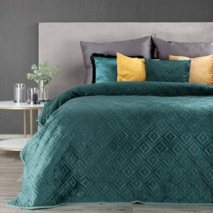 Oneiro s luxe ARIEL Type 3 Beddensprei Turquoise 170x210 cm – bedsprei 2 persoons beige – beddengoed – slaapkamer – spreien – dekens – wonen – slapen