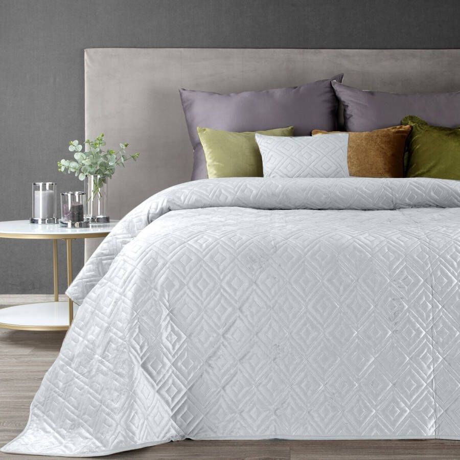 Oneiro s luxe ARIEL Type 3 Beddensprei wit 170x210 cm – bedsprei 2 persoons beige – beddengoed – slaapkamer – spreien – dekens – wonen – slapen