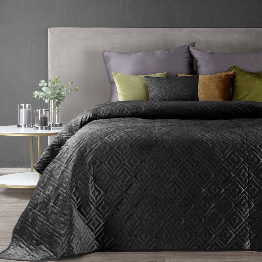 Oneiro s luxe ARIEL Type 3 Beddensprei Zwart 170x210 cm – bedsprei 2 persoons beige – beddengoed – slaapkamer – spreien – dekens – wonen – slapen