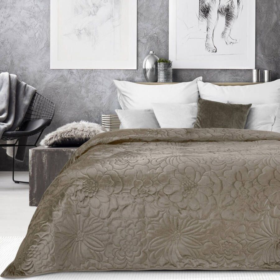 Oneiro s luxe ARIEL Type 4 Beddensprei Bruin 220x240 cm – bedsprei 2 persoons beige – beddengoed – slaapkamer – spreien – dekens – wonen – slapen