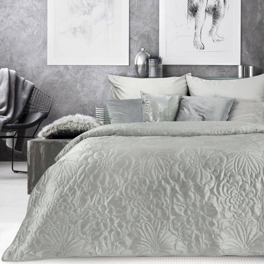Oneiro s luxe ARIEL Type 4 Beddensprei Licht grijs 220x240 cm – bedsprei 2 persoons beige – beddengoed – slaapkamer – spreien – dekens – wonen – slapen