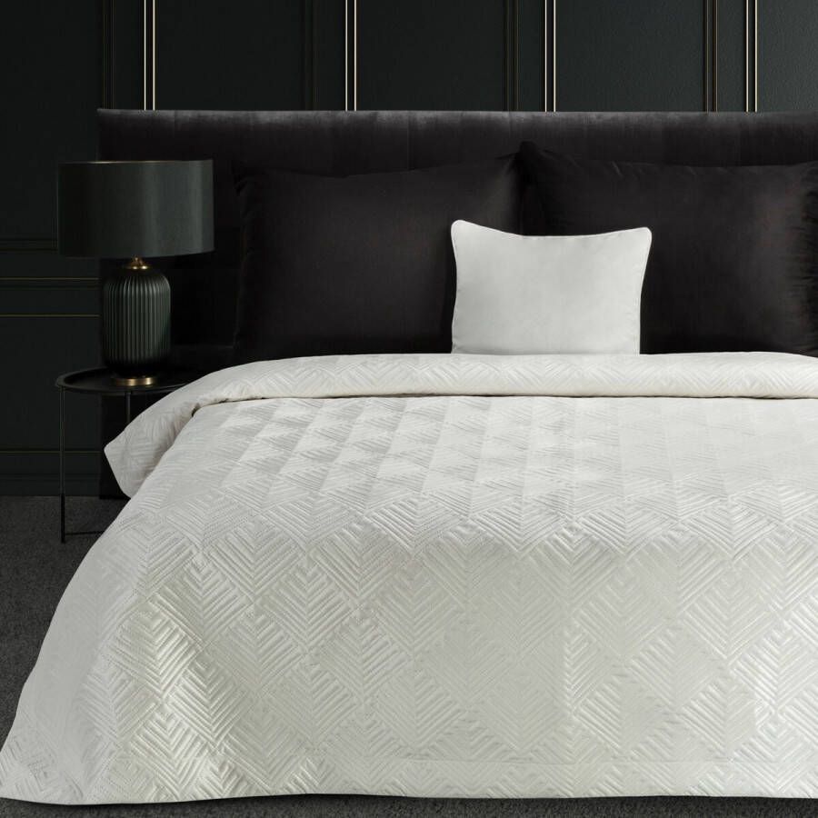 Oneiro s luxe BLANCA Type 2 A Beddensprei Wit 280x260 cm – bedsprei 2 persoons beige – beddengoed – slaapkamer – spreien – dekens – wonen – slapen