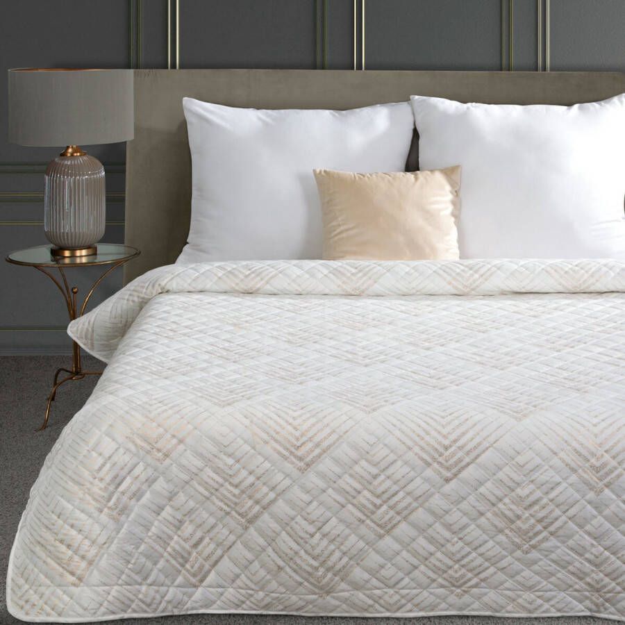 Oneiro s luxe BLANCA Type 2 Beddensprei Wit 170x210 cm – bedsprei 2 persoons beige – beddengoed – slaapkamer – spreien – dekens – wonen – slapen