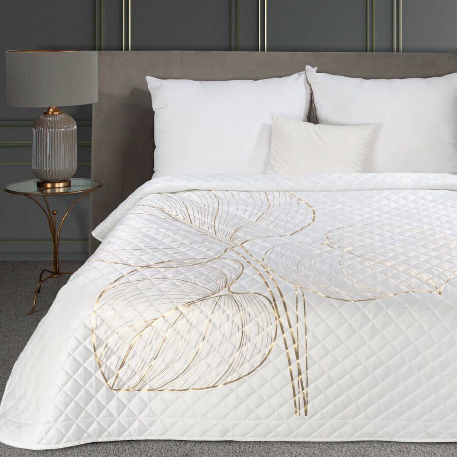 Oneiro s luxe BLANCA Type 4 Beddensprei Wit 170x210 cm – bedsprei 2 persoons beige – beddengoed – slaapkamer – spreien – dekens – wonen – slapen
