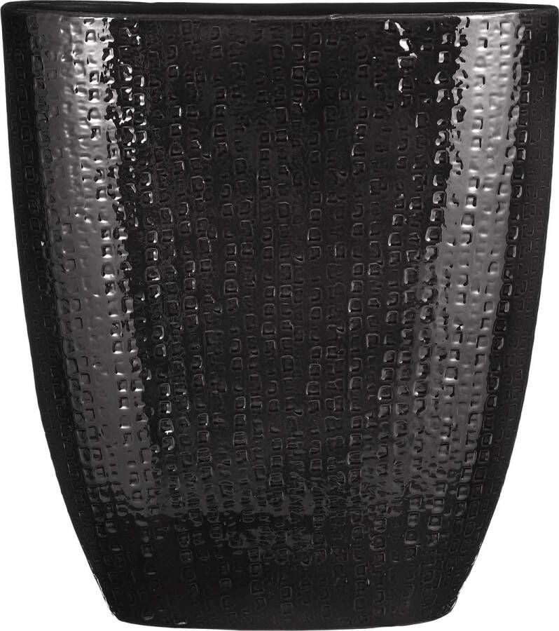 Oneiro s Luxe Bloempot POT FLOYD POT OVAAL ZWART L50XB18XH56CM – hotel chique binnen ––– accessoires – tuin – decoratie – bloemen – mat – glans – industrieel droogbloemen