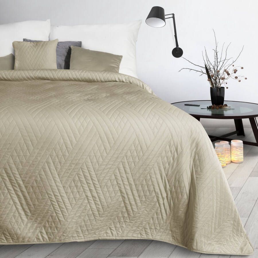 Oneiro s luxe BONI Type 1 Beddensprei Beige- 170x210 cm – bedsprei 2 persoons – beddengoed – slaapkamer – spreien – dekens – wonen – slapen