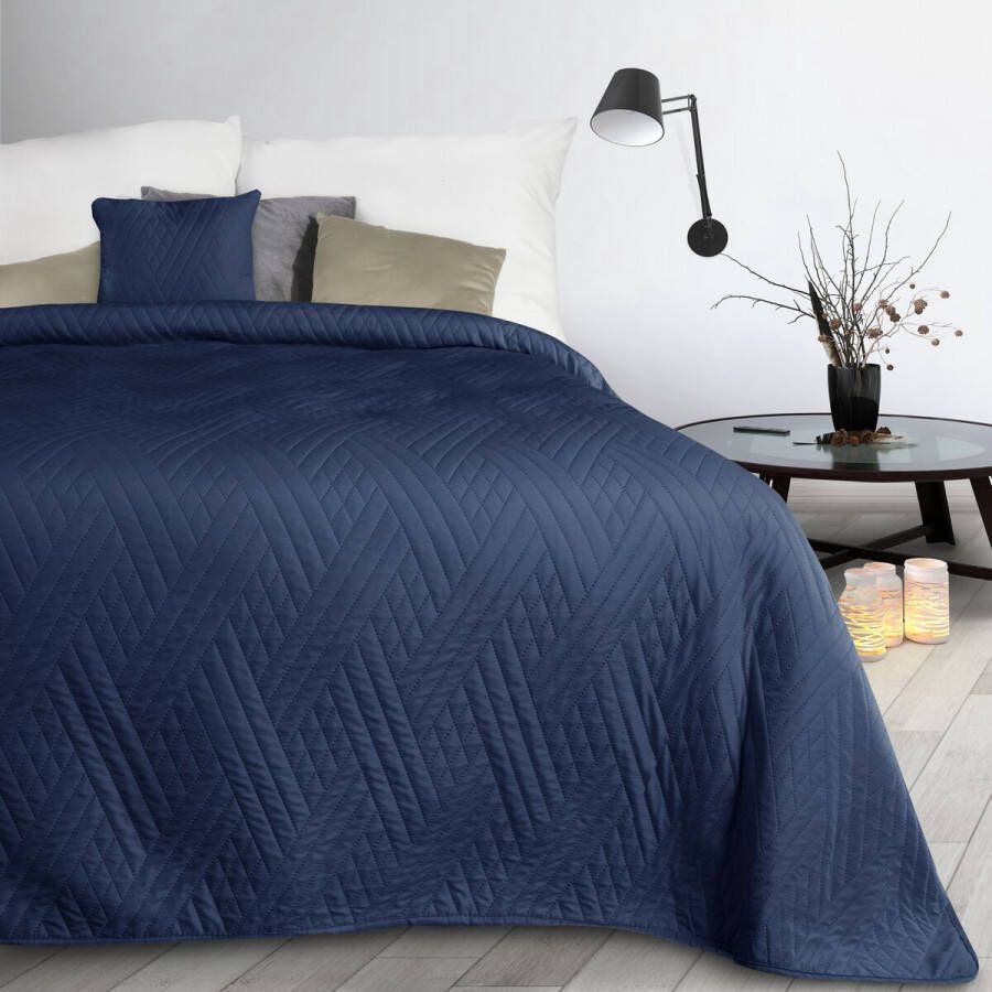 Oneiro s luxe BONI Type 1 Beddensprei Blauw- 170x210 cm – bedsprei 2 persoons – beddengoed – slaapkamer – spreien – dekens – wonen – slapen