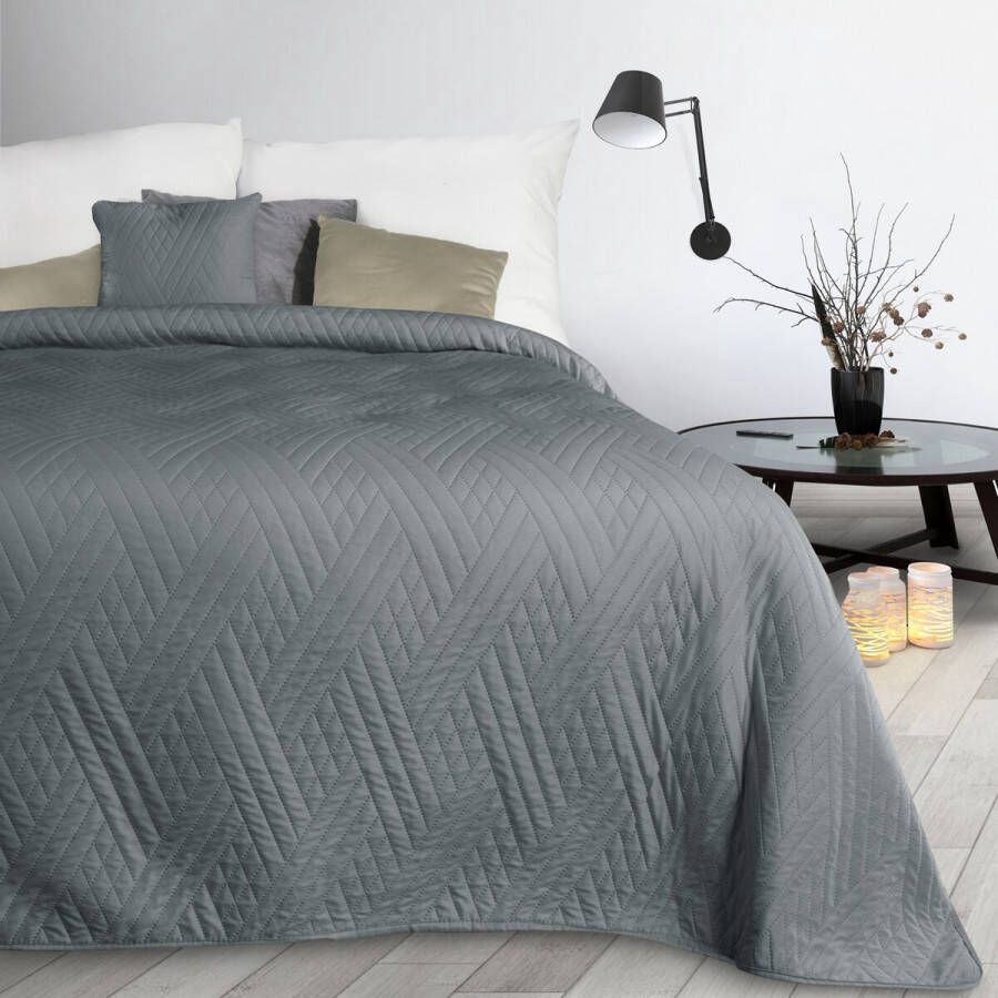 Oneiro s luxe BONI Type 1 Beddensprei grijs 170x210 cm – bedsprei 2 persoons – beddengoed – slaapkamer – spreien – dekens – wonen – slapen