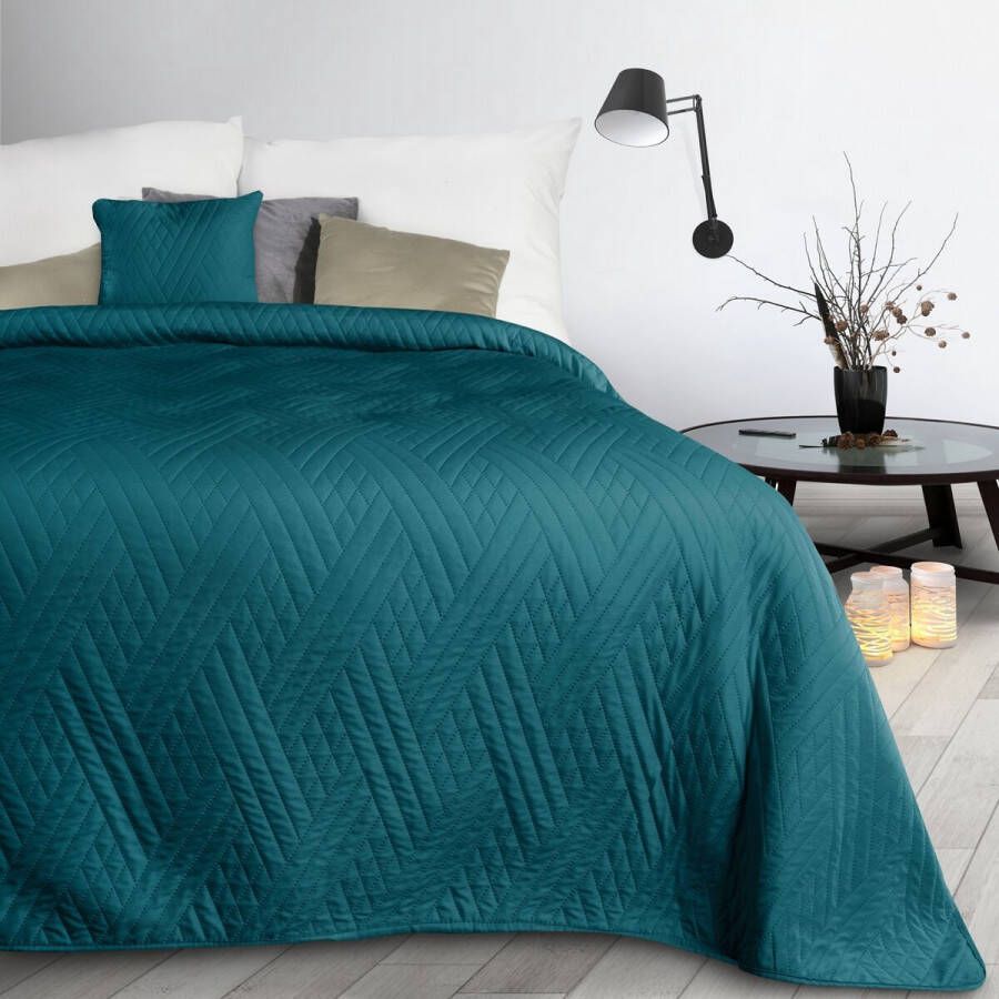 Oneiro s luxe BONI Type 1 Beddensprei Turquoise 170x210 cm – bedsprei 2 persoons – beddengoed – slaapkamer – spreien – dekens – wonen – slapen