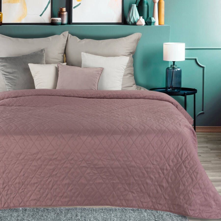 Oneiro s luxe BONI Type 2 Beddensprei roze 170x210 cm – bedsprei 2 persoons – beddengoed – slaapkamer – spreien – dekens – wonen – slapen