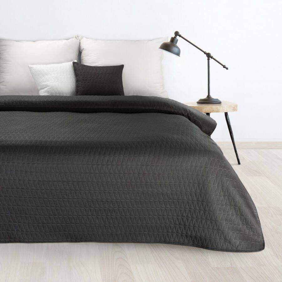 Oneiro s luxe BONI Type 3 Beddensprei Zwart 170x210 cm – bedsprei 2 persoons – beddengoed – slaapkamer – spreien – dekens – wonen – slapen